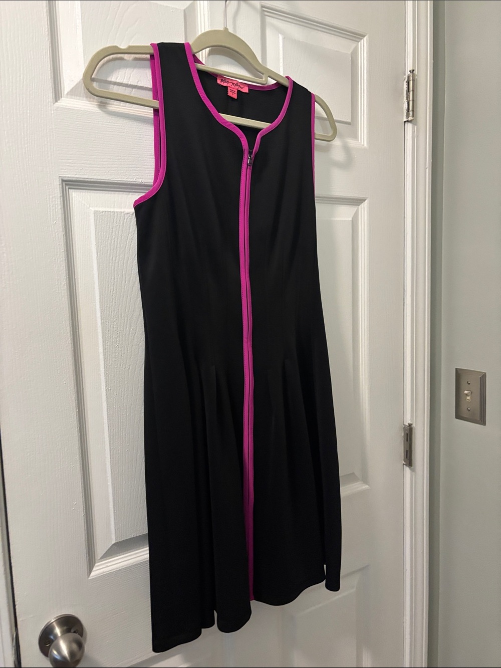 Betsey Johnson Black Midi Dress with Hot Pink Trim